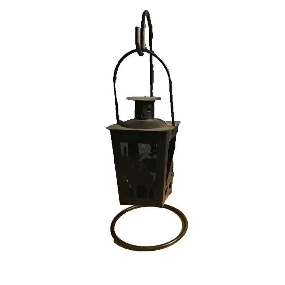 Cracker Barrel Rustic Bronze Hanging Tea Light Lantern Deer Tree Winter Decor